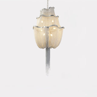 Lustra Lustre en Chaînes d'Aluminium Nickel Scintillant