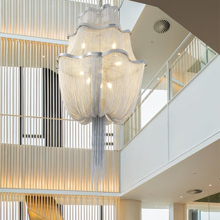 Lustra Lustre en Chaînes d'Aluminium Nickel Scintillant
