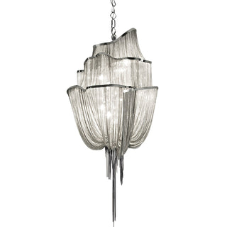 Lustra Lustre en Chaînes d'Aluminium Nickel Scintillant