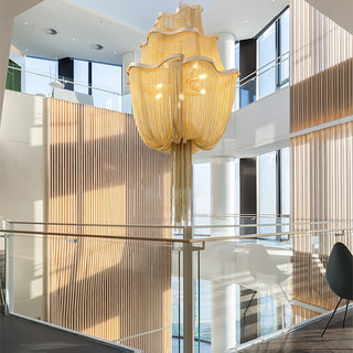 Lustra Lustre en Chaînes d'Aluminium Nickel Scintillant