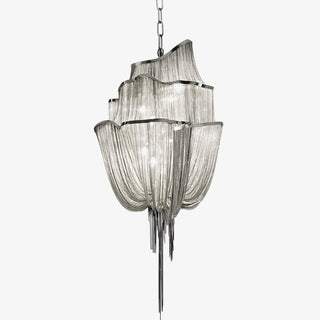 Lustra Lustre en Chaînes d'Aluminium Nickel Scintillant