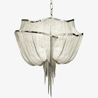 Lustra Lustre en Chaînes d'Aluminium Nickel Scintillant