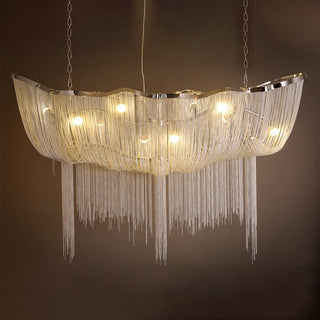 Lustra Lustre en Chaînes d'Aluminium Nickel Scintillant