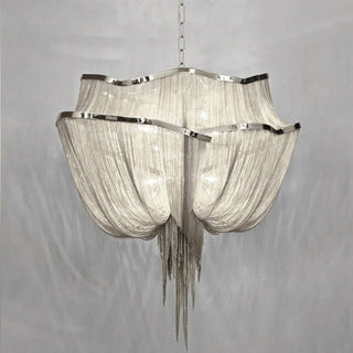 Lustra Lustre en Chaînes d'Aluminium Nickel Scintillant