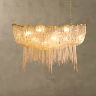 Lustra Lustre en Chaînes d'Aluminium Nickel Scintillant