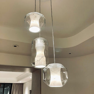 Allirila Lampe à Suspension Moderne Et Minimaliste En Verre Albâtre-Luire