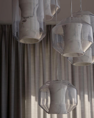 Allirila Lampe à Suspension Moderne Et Minimaliste En Verre Albâtre-Luire