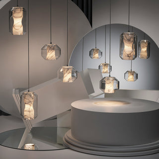 Allirila Lampe à Suspension Moderne Et Minimaliste En Verre Albâtre-Luire