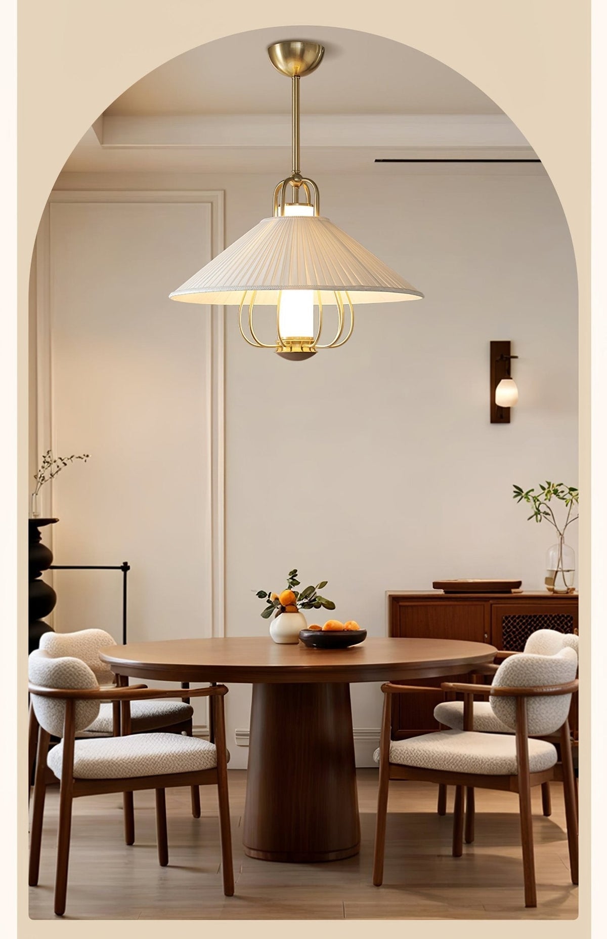 Viraya Suspension en Tissu Doré LED pour Salle à Manger