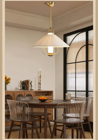Lustra Suspension en Tissu Doré LED pour Salle à Manger