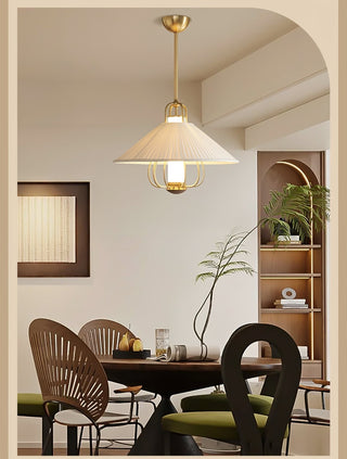 Lustra Suspension en Tissu Doré LED pour Salle à Manger