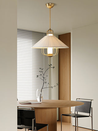 Lustra Suspension en Tissu Doré LED pour Salle à Manger