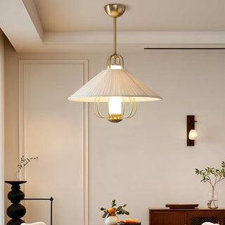 Lustra Suspension en Tissu Doré LED pour Salle à Manger