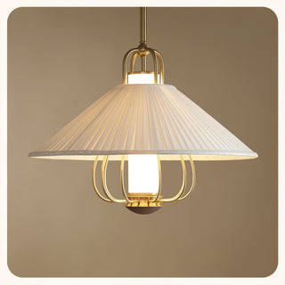Lustra Suspension en Tissu Doré LED pour Salle à Manger