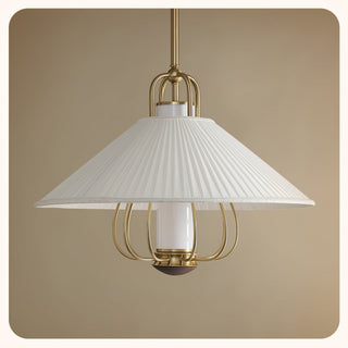 Lustra Suspension en Tissu Doré LED pour Salle à Manger