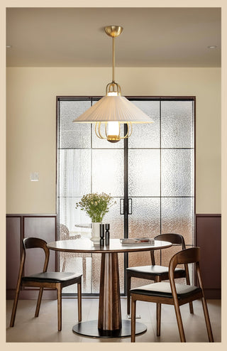 Lustra Suspension en Tissu Doré LED pour Salle à Manger