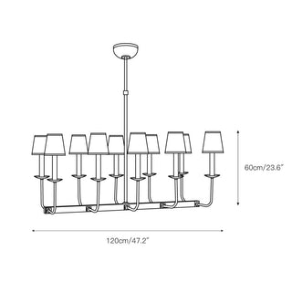 Beacon Lustre Linéaire Moderne Minimaliste en Laiton, Métal et Tissu