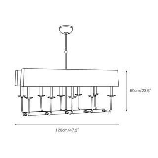 Beacon Lustre Linéaire Moderne Minimaliste en Laiton, Métal et Tissu