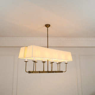 Beacon Lustre Linéaire Moderne Minimaliste en Laiton, Métal et Tissu