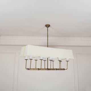 Beacon Lustre Linéaire Moderne Minimaliste en Laiton, Métal et Tissu
