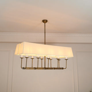 Beacon Lustre Linéaire Moderne Minimaliste en Laiton, Métal et Tissu