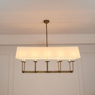 Beacon Lustre Linéaire Moderne Minimaliste en Laiton, Métal et Tissu