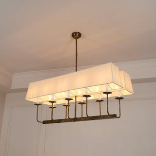 Beacon Lustre Linéaire Moderne Minimaliste en Laiton, Métal et Tissu