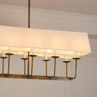 Beacon Lustre Linéaire Moderne Minimaliste en Laiton, Métal et Tissu