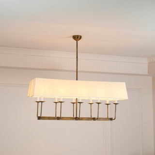 Beacon Lustre Linéaire Moderne Minimaliste en Laiton, Métal et Tissu