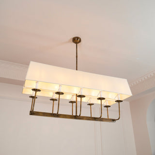 Beacon Lustre Linéaire Moderne Minimaliste en Laiton, Métal et Tissu