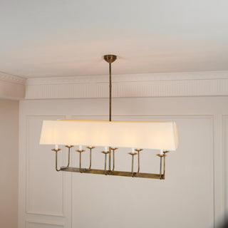 Beacon Lustre Linéaire Moderne Minimaliste en Laiton, Métal et Tissu