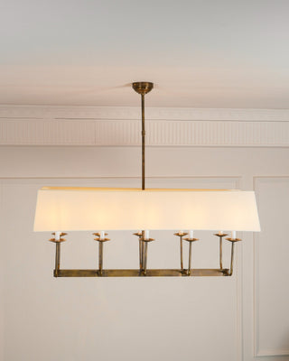 Beacon Lustre Linéaire Moderne Minimaliste en Laiton, Métal et Tissu