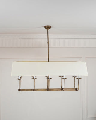 Beacon Lustre Linéaire Moderne Minimaliste en Laiton, Métal et Tissu