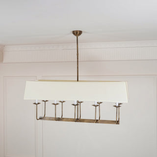 Beacon Lustre Linéaire Moderne Minimaliste en Laiton, Métal et Tissu