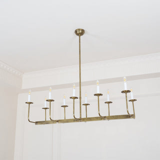 Beacon Lustre Linéaire Moderne Minimaliste en Laiton, Métal et Tissu