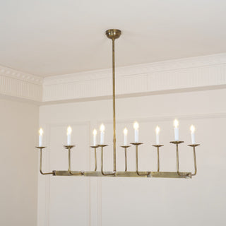 Beacon Lustre Linéaire Moderne Minimaliste en Laiton, Métal et Tissu
