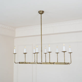 Beacon Lustre Linéaire Moderne Minimaliste en Laiton, Métal et Tissu