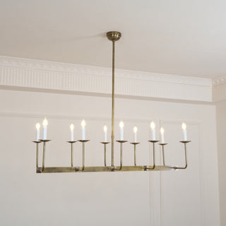 Beacon Lustre Linéaire Moderne Minimaliste en Laiton, Métal et Tissu