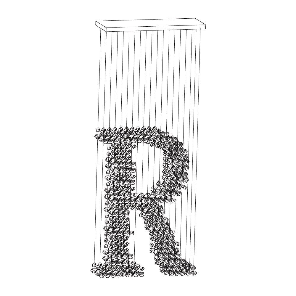 Taviane Lustre Sculptural en Pierre Charbon Lettres de M à R