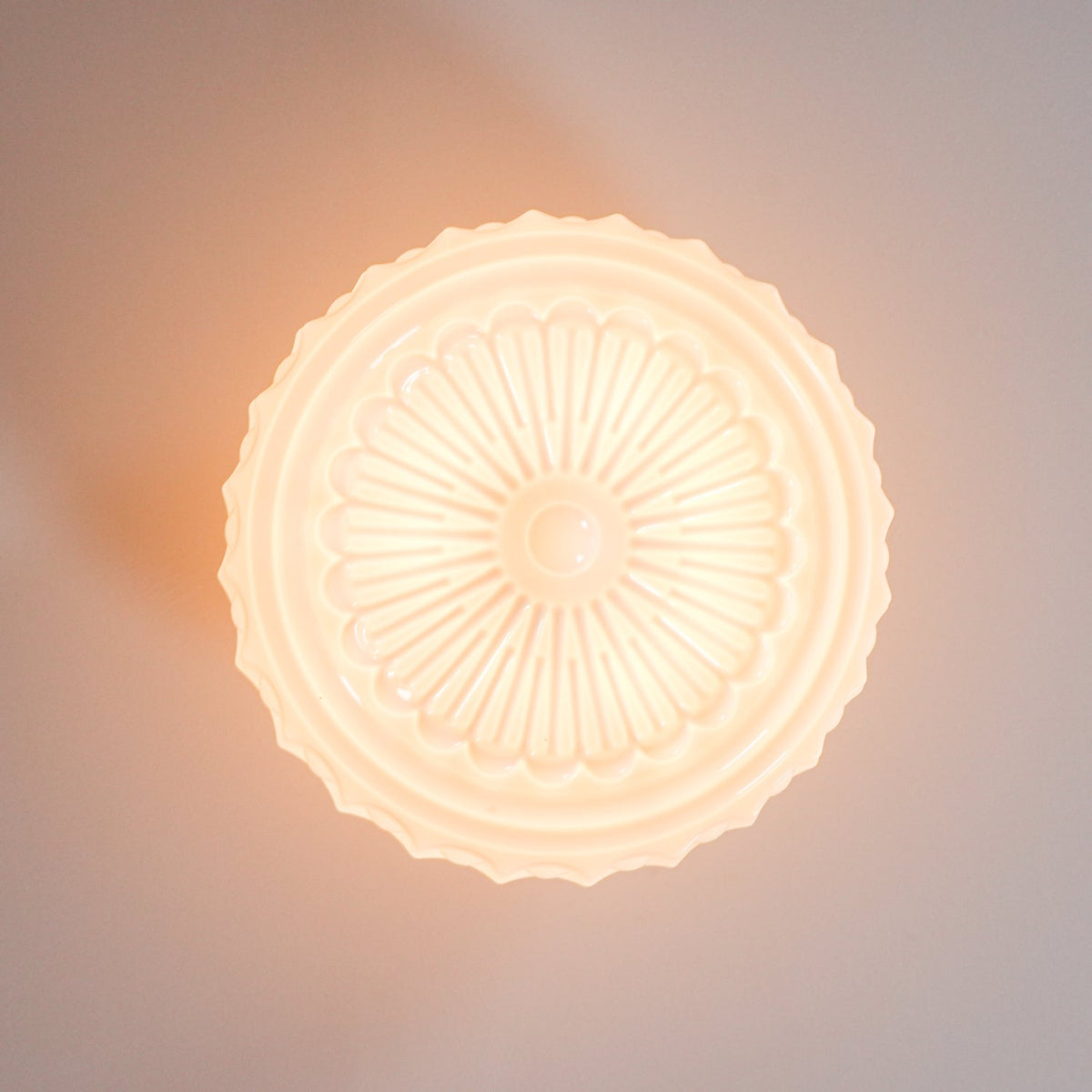 Cedael Plafonnier en Verre Blanc Floral pour Salon