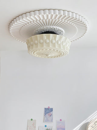 Solara Plafonnier en Verre Blanc Floral pour Salon