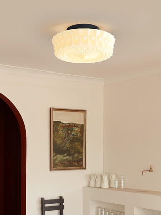 Solara Plafonnier en Verre Blanc Floral pour Salon