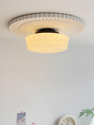 Solara Plafonnier en Verre Blanc Floral pour Salon