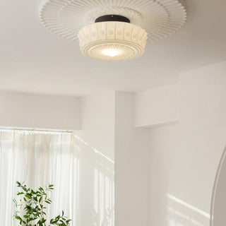 Solara Plafonnier en Verre Blanc Floral pour Salon