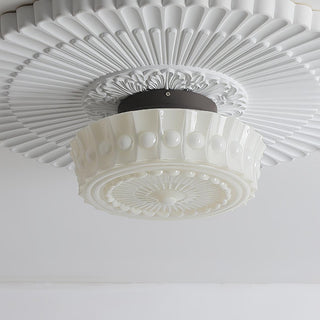 Solara Plafonnier en Verre Blanc Floral pour Salon