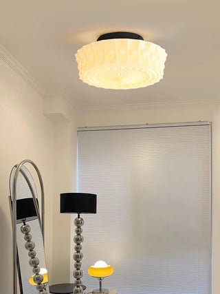 Solara Plafonnier en Verre Blanc Floral pour Salon