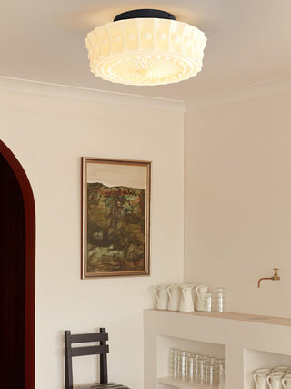 Solara Plafonnier en Verre Blanc Floral pour Salon