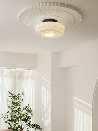 Solara Plafonnier en Verre Blanc Floral pour Salon