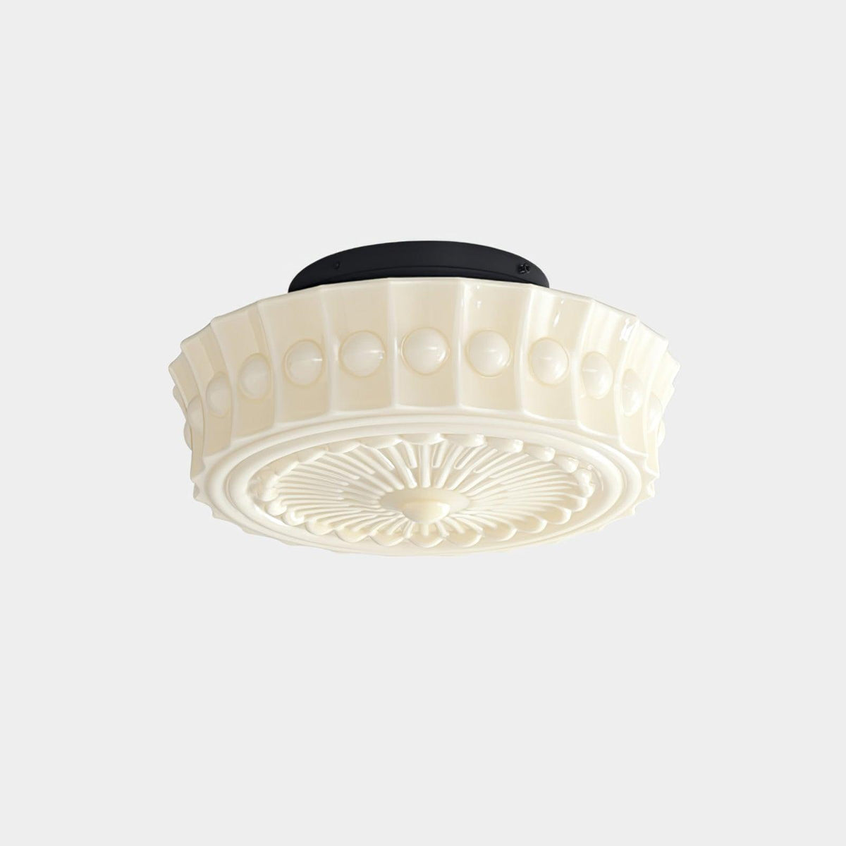 Cedael Plafonnier en Verre Blanc Floral pour Salon