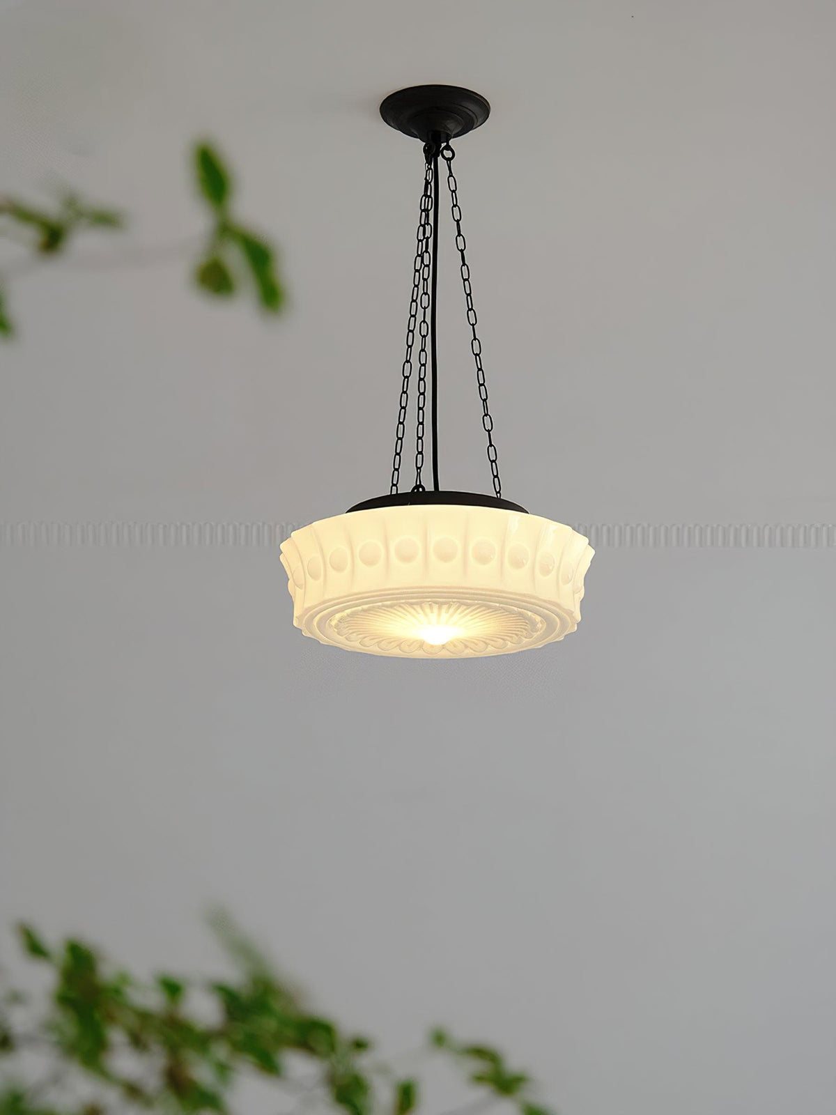 Orlira Suspension en Chaîne Verre Blanc